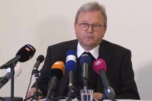 Bishop Franz-Josef Bode speaks during a press conference on Sept. 22, 2022, following the release of a report that said he mishandled abuse cases in the Diocese of Osnabrück, in northwestern Germany, which he has led since 1995. Bishop Franz-Josef Bode speaks during a press conference on Sept. 22, 2022, following the release of a report that said he mishandled abuse cases in the Diocese of Osnabrück, in northwestern Germany, which he has led since 1995.