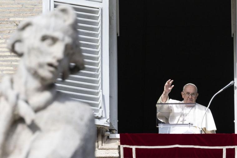 Pope Francis at his Angelus address at the Vatican, Dec. 11, 2022.
