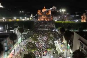 Aerial view of the surroundings of the Basilica of Guadalupe during the early morning of Dec. 12, 2022.