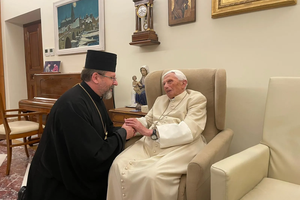 Major Archbishop Sviatoslav Shevchuk with Pope Emeritus Benedict XVI, Nov. 9, 2022