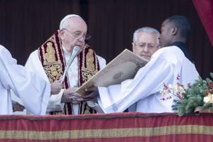 Pope Francis speaks during the Solemnity of the Nativity of the Lord.