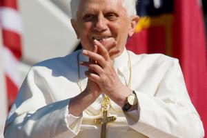 Pope Benedict XVI watches the procedings during welcoming ceremonies hosted by U.S. President George W. Bush on April 16, 2008. at the White House in Washington. 