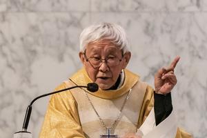 Former trustee of the 612 Humanitarian Relief Fund Cardinal Joseph Zen preaches a sermon during a Mass at the Holy Cross Church on May 24, 2022 in Hong Kong, China. 