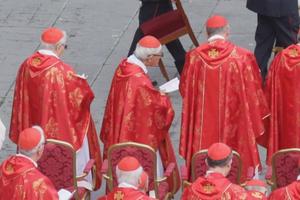 Cardinal Joseph Zen, former bishop of Hong Hong (second from left), attends the funeral Mass for Pope Emeritus Benedict XVI on Jan. 5, 2023, in St. Peter's Square.