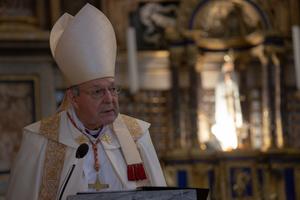 Cardinal George Pell offers a reflection on the day of a Eucharistic procession at the Angelicum in Rome on May 13, 2021.