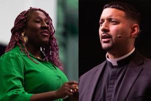 Chika Anyanwu (left) and Father Josh Johnson Chika Anyanwu (left) and Father Josh Johnson