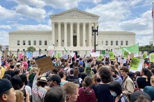 The scene outside the U.S. Supreme Court in Washington, D.C., after the court released its decision in the Dobbs abortion case on June 24, 2022. Pro-abortion demonstrators gradually made up a decided majority of the crowd as the day wore on. The scene outside the U.S. Supreme Court in Washington, D.C., after the court released its decision in the Dobbs abortion case on June 24, 2022. Pro-abortion demonstrators gradually made up a decided majority of the crowd as the day wore on.