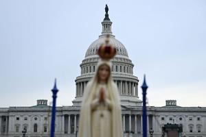 A statue of the Virgin Mary is pictured as pro-life activists march in front of the US Capitol during the 49th annual March for Life, on January 21, 2022, in Washington, DC. A statue of the Virgin Mary is pictured as pro-life activists march in front of the US Capitol during the 49th annual March for Life, on January 21, 2022, in Washington, DC.