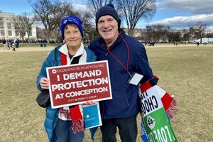 Tom and Mindy Edwards from Sandusky, Ohio, attend the 50th-annual March for Life in Washington, D.C., on Jan. 20.