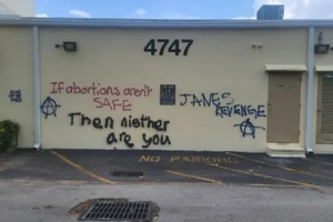 A pro-life pregnancy center in Hollywood, Florida, was defaced with pro-abortion graffiti over Memorial Day weekend 2022. A pro-life pregnancy center in Hollywood, Florida, was defaced with pro-abortion graffiti over Memorial Day weekend 2022.