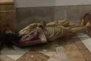 On Feb. 2, 2023, a vandal desecrated an image of Jesus at the Church of the Flagellation located on the Via Dolorosa in Jerusalem, the route that Christ walked to Mount Calvary, where he was crucified. On Feb. 2, 2023, a vandal desecrated an image of Jesus at the Church of the Flagellation located on the Via Dolorosa in Jerusalem, the route that Christ walked to Mount Calvary, where he was crucified.
