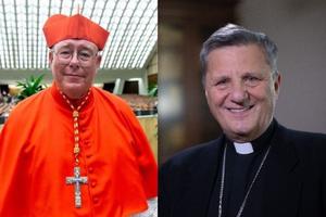 Cardinal Jean-Claude Hollerich, archbishop of Luxembourg (left) and Cardinal Mario Grech, secretary general of the Synod of Bishops