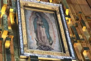 The Virgin of Guadalupe is shown in Guadalupe Basilica in Mexico City.