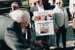 Former cardinal Theodore McCarrick arrives outside Massachusetts' Dedham District Courthouse for his arraignment on Sept. 3, 2021.
