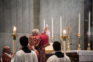 Pilgrimage on the occasion of the 10th anniversary of the Summorum Pontificum, celebration of the traditional Latin Mass inside St. Peter's Basilica. 