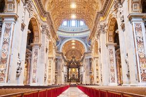 Interior of St Peter's Basilica in Vatican City. 