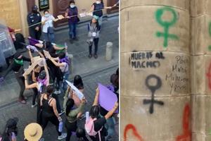 Feminist groups attacked the metropolitan cathedral in Mexico on March 8, 2023.