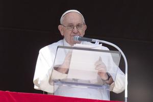 Pope Francis gives the Angelus address on March 12.