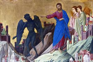 Duccio di Buoninsegna, “The Temptation of Christ on the Mountain,” between 1308 and 1311