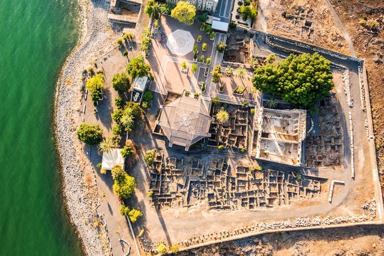 Aerial view of Capernaum, Israel