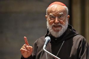 Italian Cardinal Raniero Cantalamessa delivers an homily during a Pope's Good Friday Mass for the Passion of the Lord on April 2, 2021 at St. Peter's Basilica in the Vatican, during the Covid-19 coronavirus pandemic. 