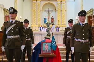 Carabineros at the funeral Mass for 1st Cpl. Daniel Rodrigo Palma Yáñez, who was killed in the line of duty April 5, 2023.