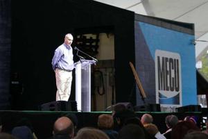 James Grein speaks at the Silence Stops Now rally in Baltimore, Nov. 13, 2018.
