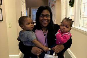 Ashley Banks and her children Jakori (left) and Janyla (right) at MiraVia on Dec. 12, 2019.