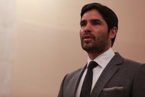 Actor Eduardo Verastegui presents the film 'Little Boy' at the Vatican Film Library on April 14, 2016.