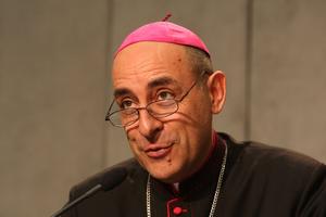 Cardinal-elect Víctor Manuel Fernández is seen at the Vatican Press Office on Oct. 8, 2014.