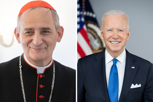 L to R: Cardinal Matteo Zuppi and U.S. President Joe Biden