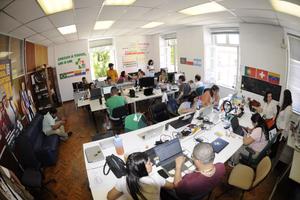World Youth Day 2023 headquarters in Lisbon, Portugal.