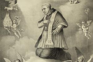 Detail from an 1871 holy card of St. Alphonsus Liguori