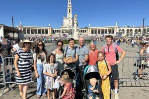 The Love family at the Sanctuary of Fatima in Portugal, during WYD 2023.