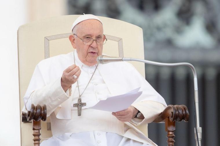 Pope Francis speaks at his general audience on Sept. 20, 2023.