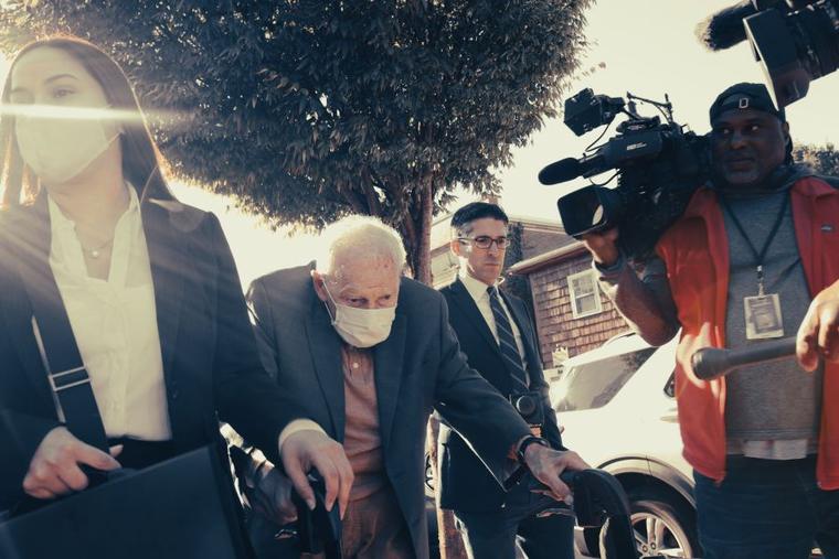 Theodore McCarrick arrives at Dedham District Court in Massachusetts on Sept. 3, 2021, for his 9 a.m. arraignment.