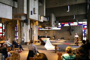 A group gathers May 10, 2021, at St. John XXIII parish in Cologne, Germany, for a lay-led same-sex “blessing” ceremony May 10, 2021.

