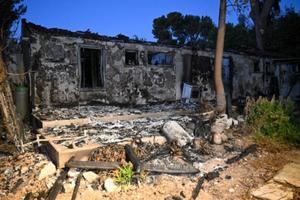 A house is seen Oct. 11 completely destroyed, after being burned by Hamas militants during the attack at Kibbutz Be'eri, near the border with Gaza, in Be'eri, Israel.