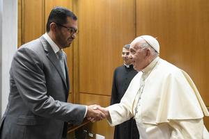 Pope Francis received President-Designate of COP28 UAE Dr. Sultan Al Jaber on Wednesday, October 11, 2023, at the Vatican.