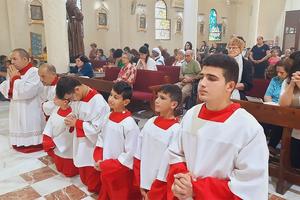 Mass at the Church of the Holy Family for the Latins, Gaza.