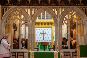 The prayer of the Patriarchs and Heads of the Churches in Jerusalem on Friday, Oct. 20, 2023, in the Anglican Cathedral Church of St. George the Martyr, Episcopal Diocese of Jerusalem.