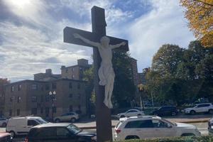 A crucifix that was vandalized at Boston’s Cathedral of the Holy Cross on Oct. 25 has since been repaired.