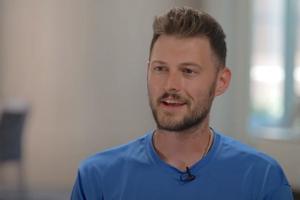 Caleb Perkins, 29, was one of several young men and women from around the world who shared their testimonies in videos played for 800,000 people during the Stations of the Cross with Pope Francis at World Youth Day in Lisbon, Portugal, in August.