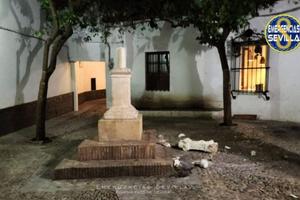 The Cross of San Lázaro of Seville, Spain, sculpted in the 16th century, was vandalized on the night of Oct. 21-22, 2023.