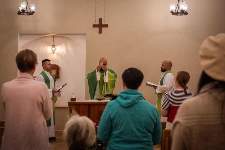 Weekday Mass is celebrated in the Church of Sts. Simeon and Anne in Jerusalem, where the Hebrew-speaking Catholic community (keilla) gathers together.