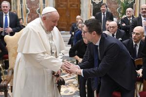 Pope Francis meets with the prefects of the Italian Republic in the Clementine Hall of the Apostolic Palace on Dec. 11.