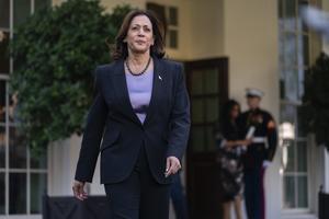 Vice President Kamala Harris walks to make a statement on abortion access at the White House, Wednesday, Nov. 8, 2023, in Washington. 