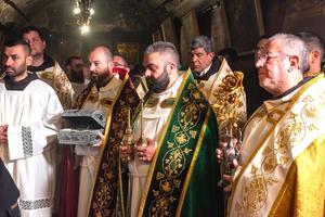 On the afternoon of Jan. 6, three Franciscan friars portray the Magi in Bethlehem. After the Second Vespers of the Epiphany, they descended in the Grotto of the Nativity, in Bethlehem, where they brought their gifts to the places of Jesus' manifestation.