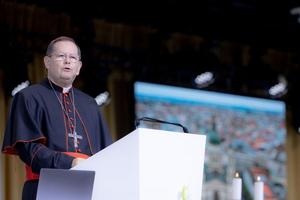 Quebec Cardinal Gérald Lacroix speaks at the International Eucharistic Congress in Budapest, Hungary, Sept. 7, 2021.