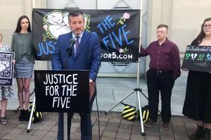 Sen. Ted Cruz (R-Texas) speaks in front of the Department of Justice in Washington, D.C., on June 9, 2022.